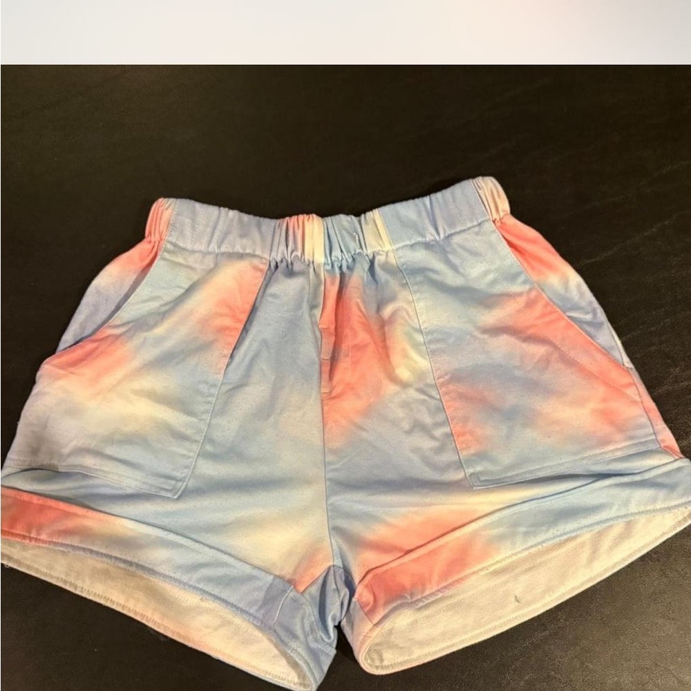 Women's Tie-Dye Lounge Shorts - Pastel Blue & Pink